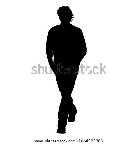 Vector silhouette of man  walking, business people, black color,  isolated on white background