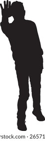 Vector; silueta de un hombre saludando