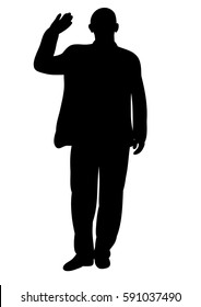 Vector Silhouette Of A Man Waving His Hand