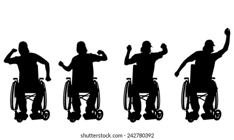 Vector silhouette of a man in a wheelchair.
