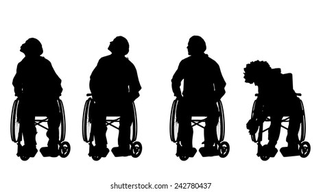 Vector silhouette of a man in a wheelchair.