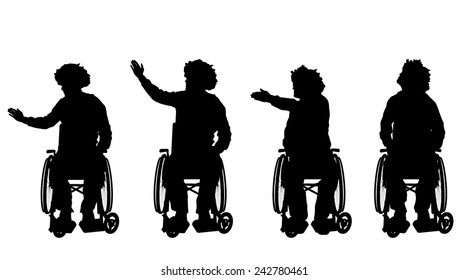 Vector silhouette of a man in a wheelchair.