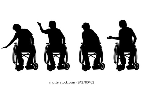 Vector silhouette of a man in a wheelchair.