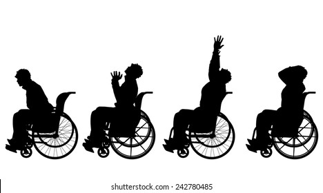 Vector silhouette of a man in a wheelchair.