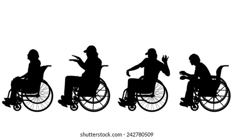 Vector silhouette of a man in a wheelchair.