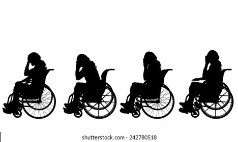Vector silhouette of a man in a wheelchair.