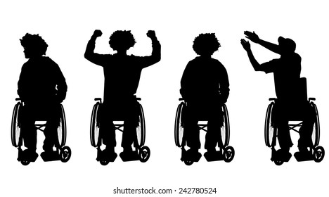 Vector silhouette of a man in a wheelchair.