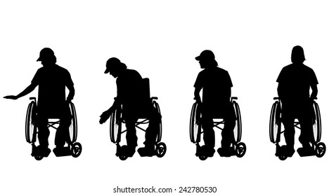 Vector silhouette of a man in a wheelchair.