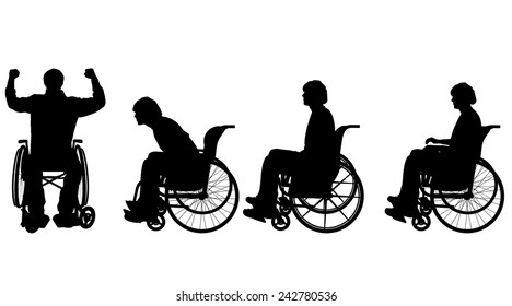 Silueta vectorial de un hombre en silla de ruedas.