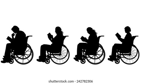 Vector silhouette of a man in a wheelchair.