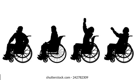Vector silhouette of a man in a wheelchair.