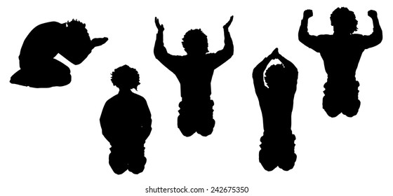 Vector silhouette of a man who begging.