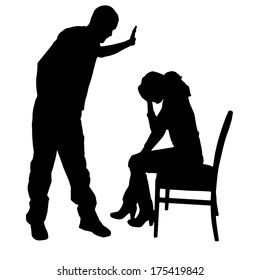 Vector silhouette of a man who berates women.