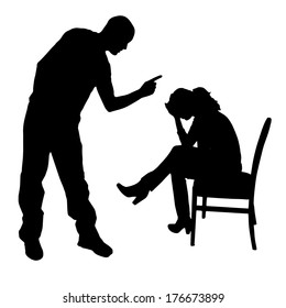 Vector silhouette of a man who berates women.