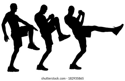 Vector silhouette of a man who boxes.
