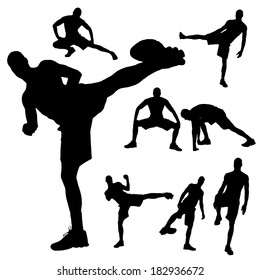 Vector silhouette of a man who boxes.