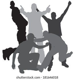 Vector silhouette of a man who dance on a white background. 