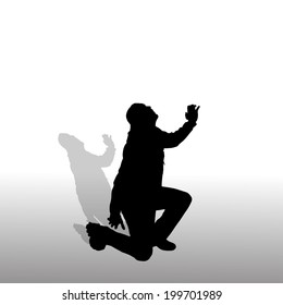 Vector silhouette of a man who dance. 