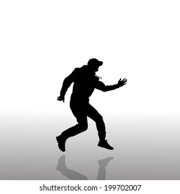 Vector silhouette of a man who dance. 
