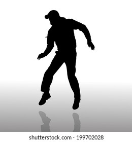 Vector silhouette of a man who dance. 