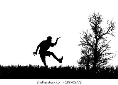 Vector silhouette of a man who dance. 