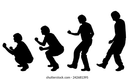 Vector silhouette of a man who dances on a white background.