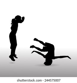 Vector silhouette of a man who dances.