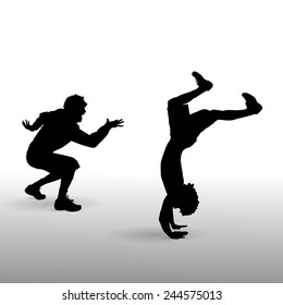 Vector silhouette of a man who dances.