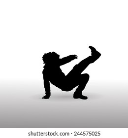 Vector silhouette of a man who dances.