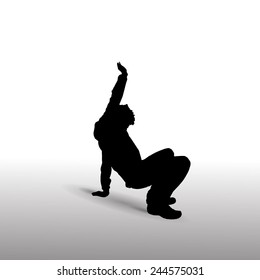 Vector silhouette of a man who dances.