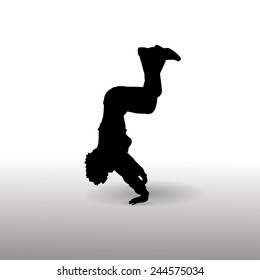 Vector silhouette of a man who dances.