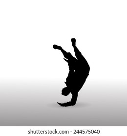 Vector silhouette of a man who dances.