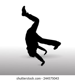 Vector silhouette of a man who dances.