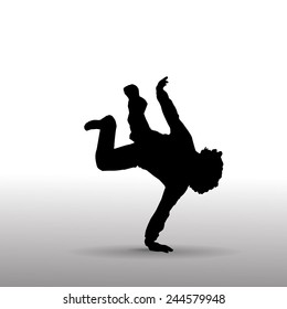 Vector silhouette of a man who dances.