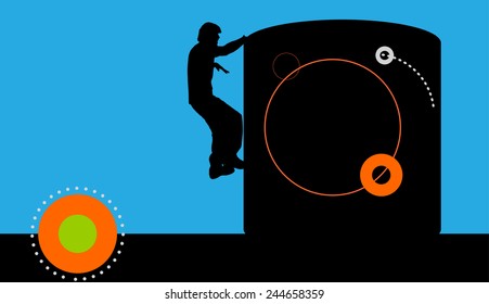 Vector silhouette of a man who does parkour.