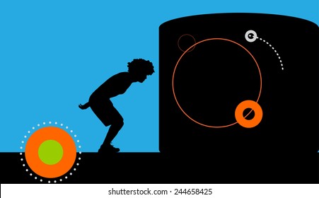 Vector silhouette of a man who does parkour.