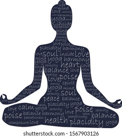 vector silhouette of a man who is doing yoga in lotus position