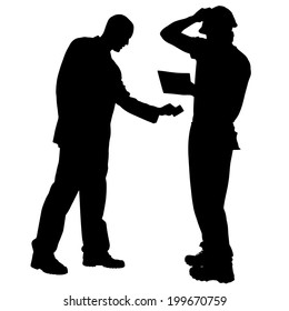 Vector Silhouette Of A Man Who Gives A Bribe.