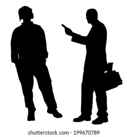 Vector Silhouette Of A Man Who Gives A Bribe.