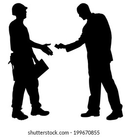 Vector Silhouette Of A Man Who Gives A Bribe.