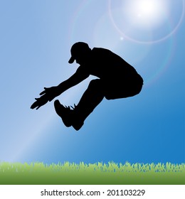 Vector silhouette of a man who jump. 