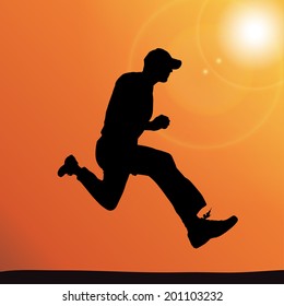 Vector silhouette of a man who jump. 