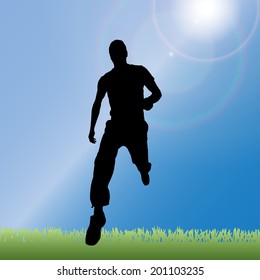 Vector silhouette of a man who jump. 