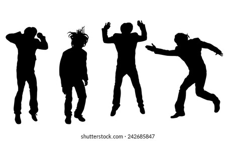 Vector silhouette of a man who jump on a white background.