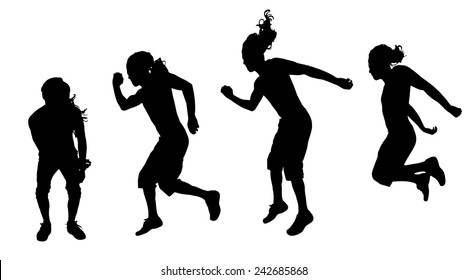 Vector silhouette of a man who jump on a white background.