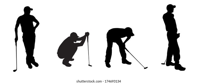 Vector silhouette of the man who plays golf.