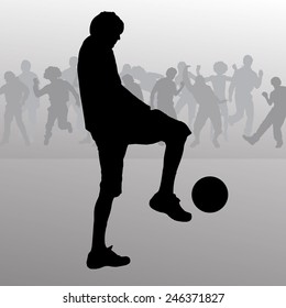 Vector silhouette of a man who plays football.