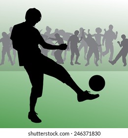 Vector Silhouette Man Who Plays Football Stock Vector (Royalty Free ...