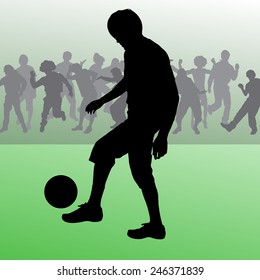 Vector silhouette of a man who plays football.