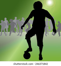 Vector silhouette of a man who plays football.